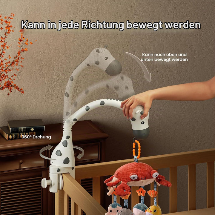 TUMAMA Baby Musikalische Krippe Mobile mit Projektor Spiegel Weiche Hängende Spielzeug Schlaflieder