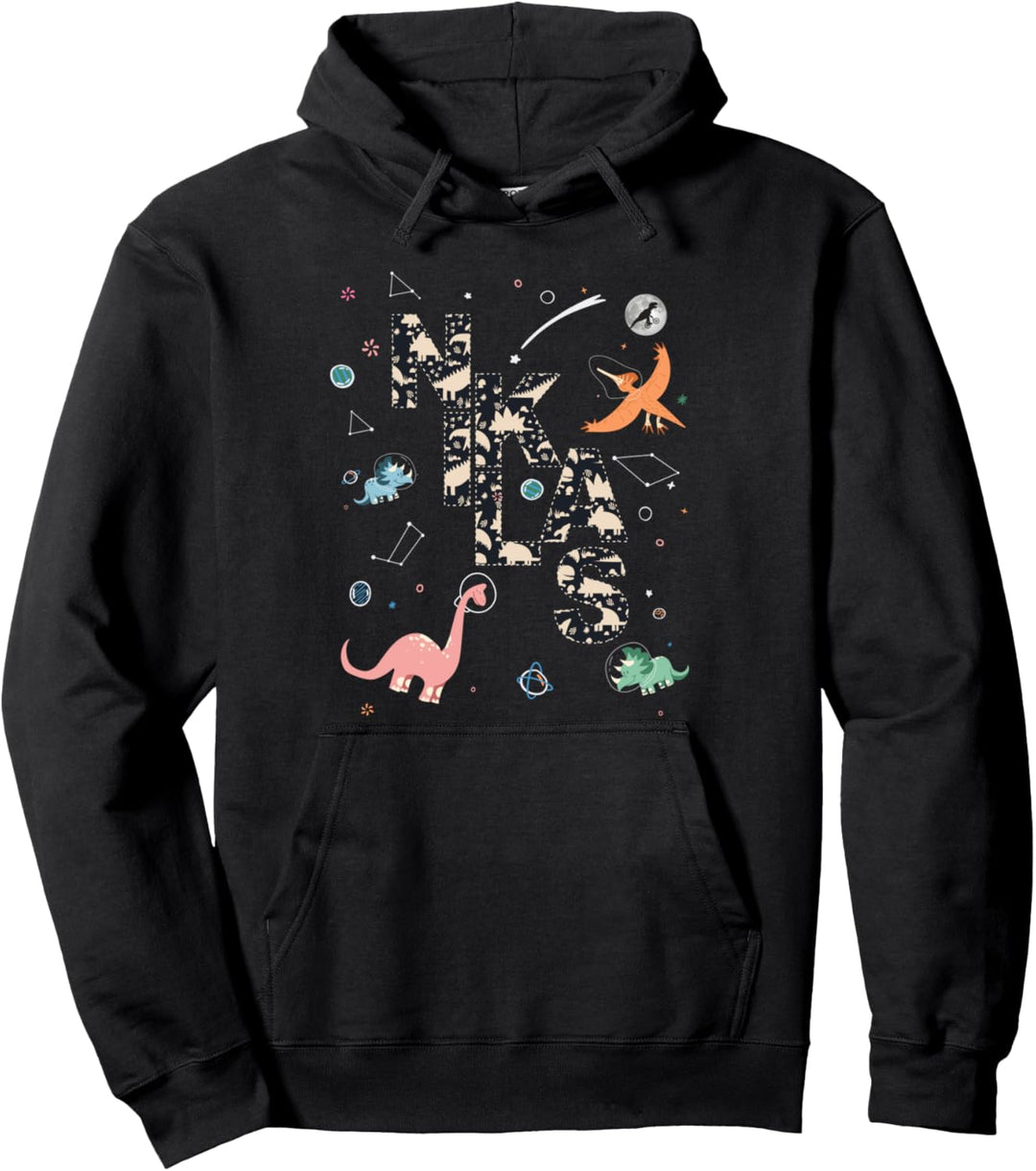 Niklas - Cooler Jungen Name mit süssen Weltraum Dinos Pullover Hoodie
