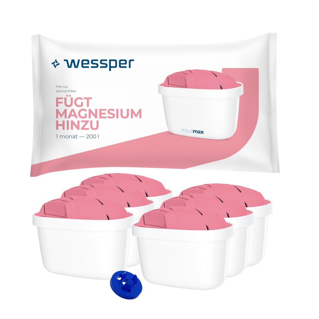 Wessper Magnesium filter, Zusätzlichen PIN für Brita Kanne - 6 Stück | Magnesium Wasserfilter kartus