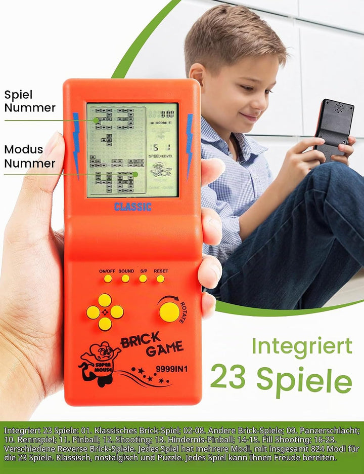 HLF 3,5-Zoll-Grossbild-Ziegel Spielkonsole Baustein Spiel Renn- / Panzerspiel eingebaute 23 Klassisc