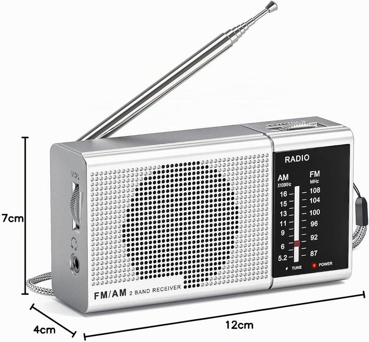 Tendak Klein Radio Batteriebetrieben AM FM, Transistorradio Tragbares Radio mit Grossartiger Empfang