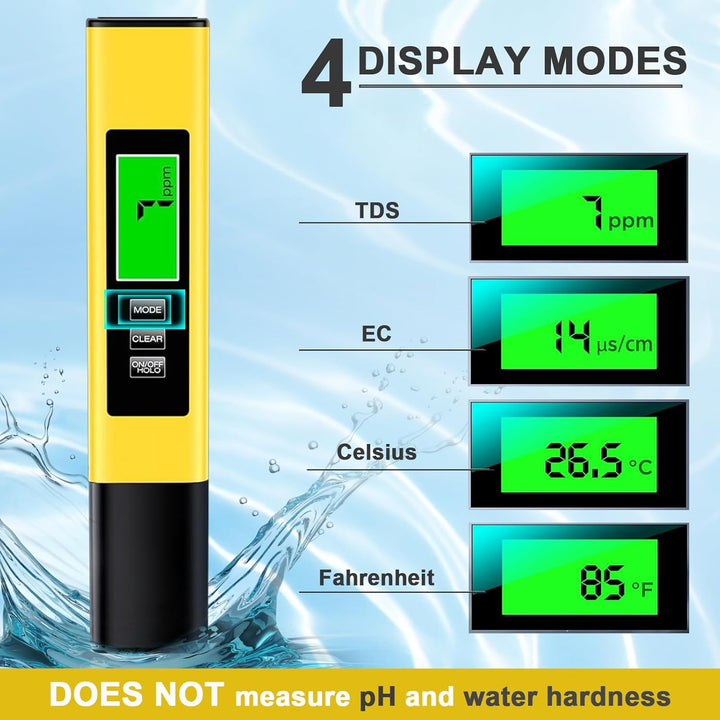4-in-1-Wasserqualitätstester, TDS EC Temperaturmesser mit LCD-Display, Sonde aus Titan für Trinkwass