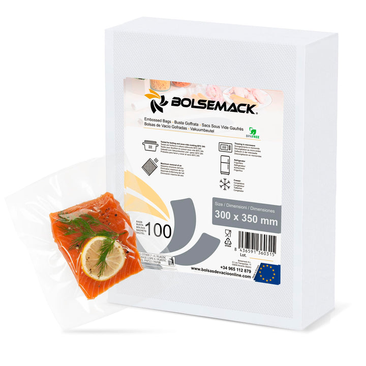 BOLSEMACK Vakuumierbeutel 30x35cm - Vakuumbeutel 100 Stück für alle Vakuumierer & Lebensmittel Vakuu