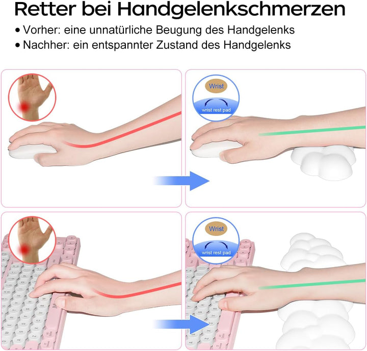 JIKIOU Upgrade Leder Cloud Tastatur Handgelenkauflage, Cloud Handgelenkauflage mit rutschfester PU-B