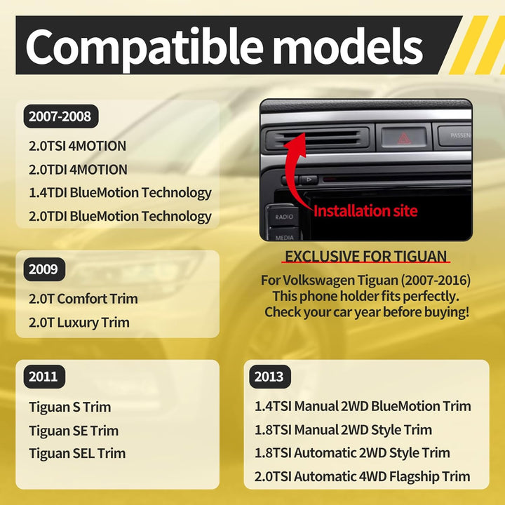 Handyhalterung für VW Tiguan 2010-2019 - Handy Halterung für VW Tiguan, Auto-Handyhalterung für Volk