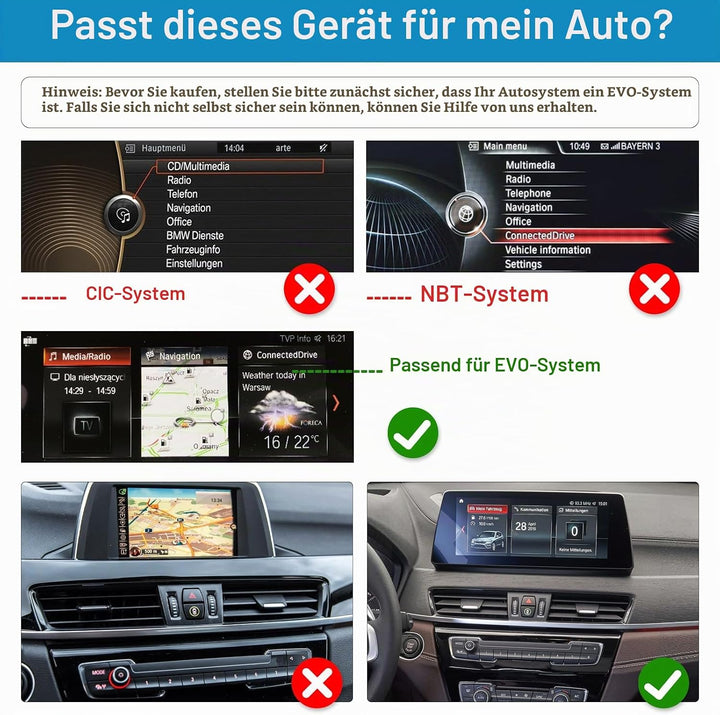 Autoradio 12,3-Zoll-Touchscreen mit kabellosem Carplay und Android Auto für 2016-2022 BMW X1-Serie F
