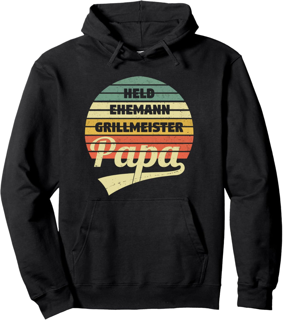 Vatertag Papa Held Ehemann Grillmeister Retro Vintage Pullover Hoodie