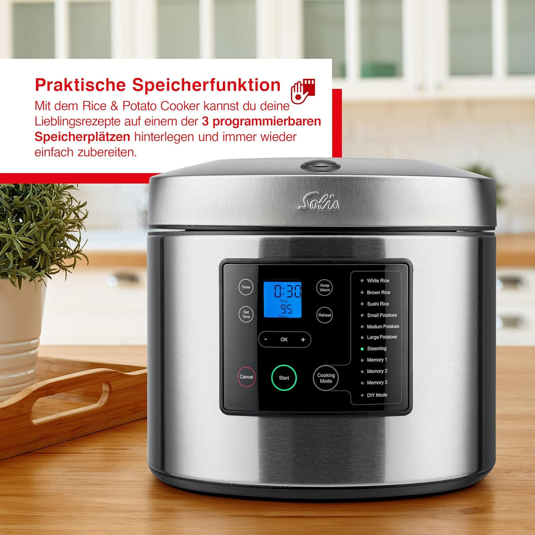 Solis Rice & Potato Cooker 8161 - Kartoffel- und Reiskocher - Dampfgarer mit Timerfunktion - 7 Progr
