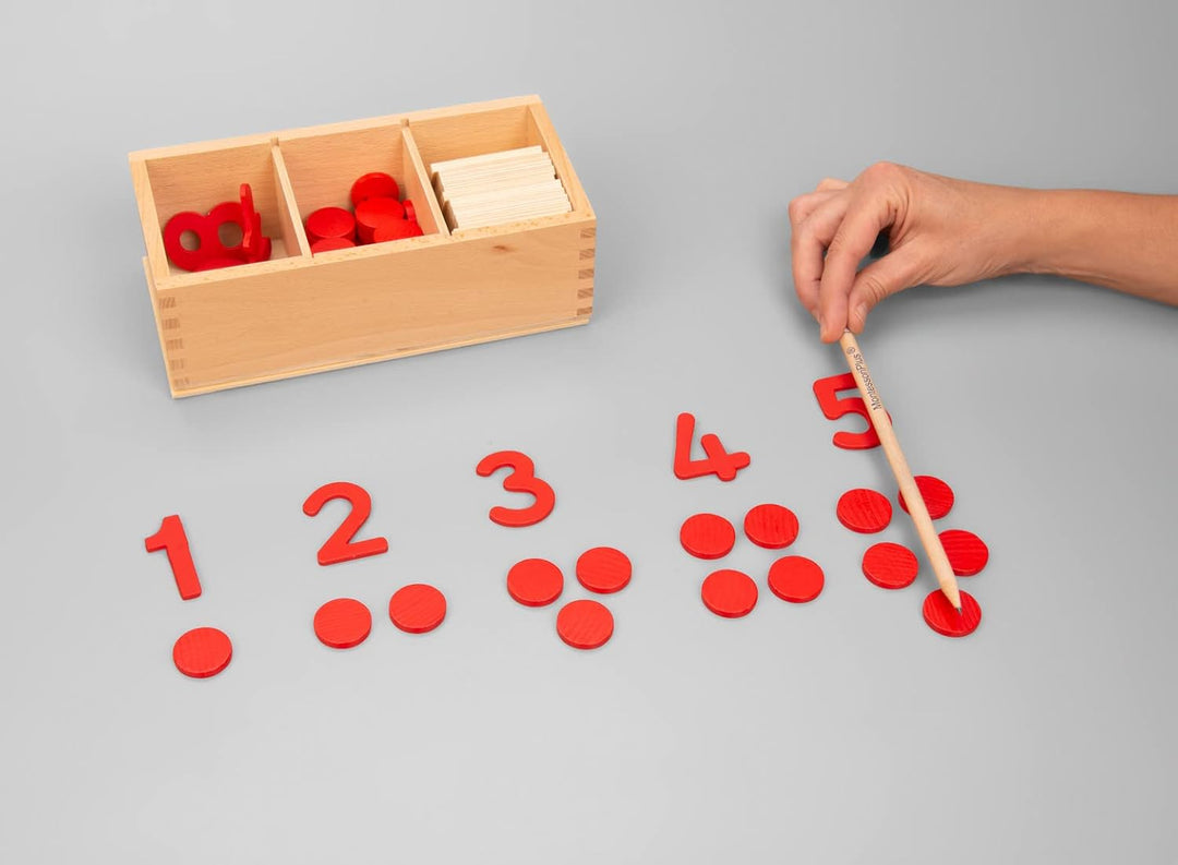 Ziffern und Chips - das Montessori Material zum Zahlenraum bis 10 Lernen