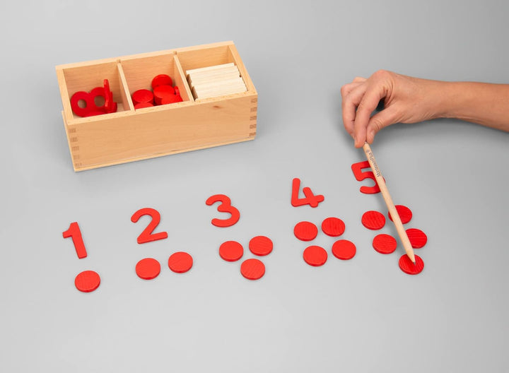 Ziffern und Chips - das Montessori Material zum Zahlenraum bis 10 Lernen