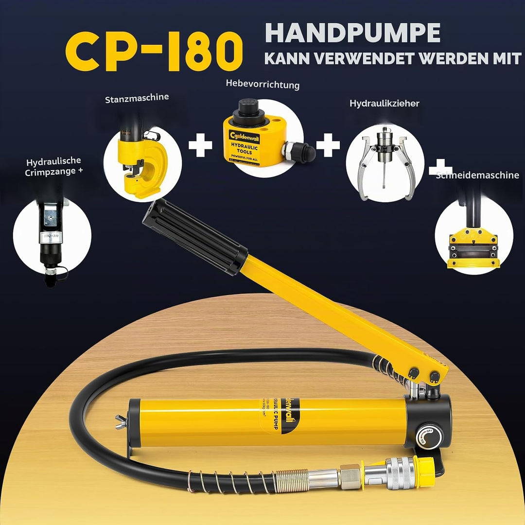 CGOLDENWALL CP-180 Manuelle Hydraulikpumpe, 0.8m Schlauch, Ölgehalt 400cc, Hoher Druck 60 kg/c㎡, für