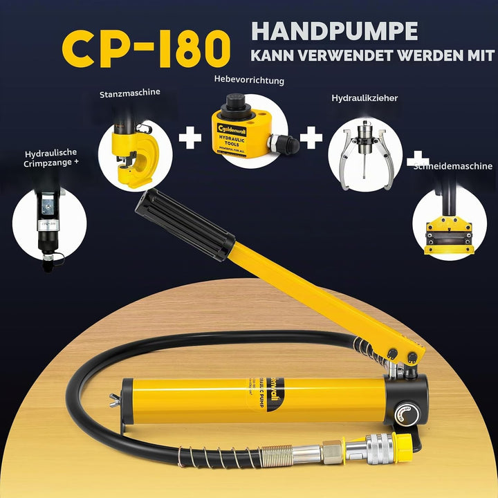 CGOLDENWALL CP-180 Manuelle Hydraulikpumpe, 0.8m Schlauch, Ölgehalt 400cc, Hoher Druck 60 kg/c㎡, für