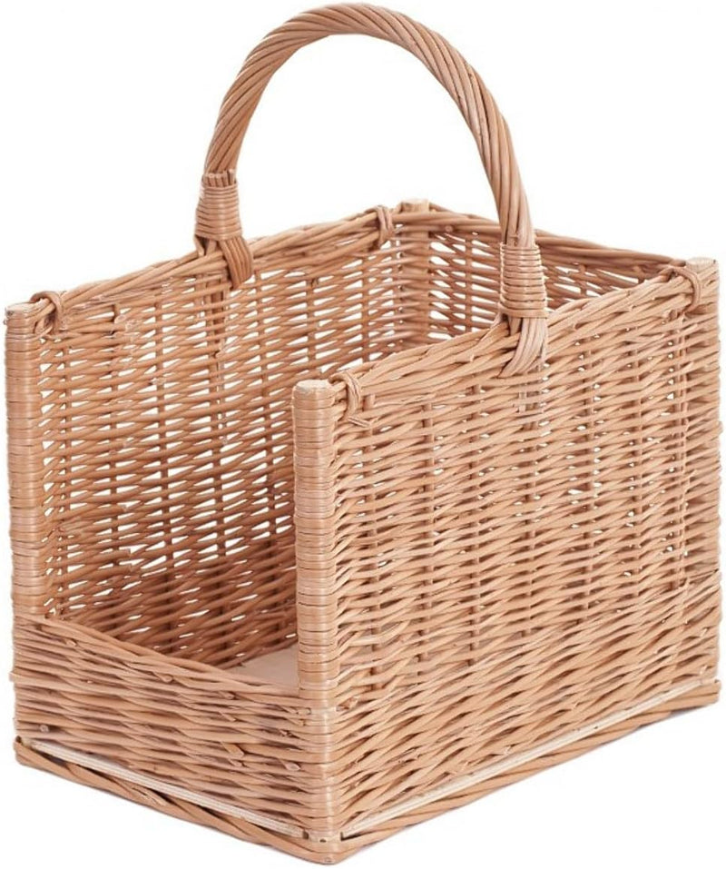 e-wicker24 Vollweidener Kaminkorb, Kaminkorb aus Weide, naturfarbiger Weidenkorb für Kaminholz, Kami