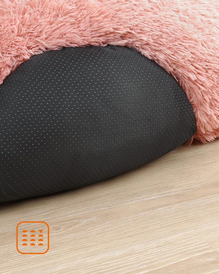 Feandrea Hundebett flauschig, Katzenbett, Donut Kissen, waschbar, Polsterung in der Mitte herausnehm