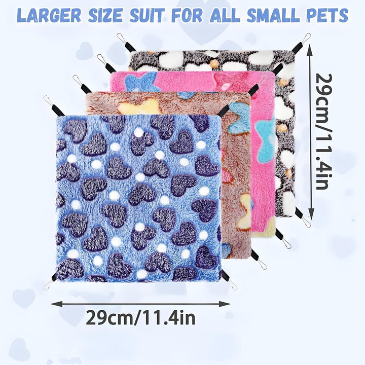 4 Stück Haustierkäfighängematte, Hängende Kleintierbetten, Rattenhängematten, Warme Nager Hängematte