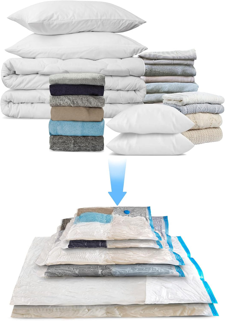 HEETA Vakuumbeutel für Bettdecken, 12 Stück Vakuumierbeutel Kleidung (4 Jumno, 4 Gross, 4 Klein), Wi