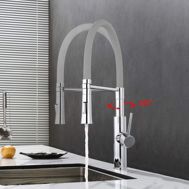 Ibergrif M22115-9 - Professionelle Küchenarmatur mit Brause, Wasserhahn für Küche mit Grau/Silber Fl