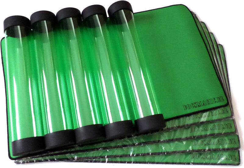 docsmagic.de 5 x Premium Playmat + Tube Big Transparent Green - 60 x 34 cm - Spielmatte + Transportr