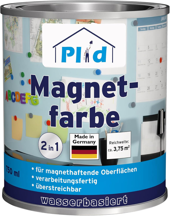plid® Magnetfarbe Anthrazitgrau - [überstreichbar] - auf Wänden, Türen, Möbeln - z. B. Holz,-Metall-