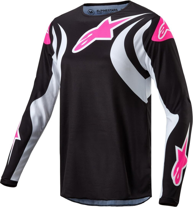 Alpinestars MX Crossshirt Stella Fluid Jersey 2024 Motocross Shirt für Frauen, Black White, L