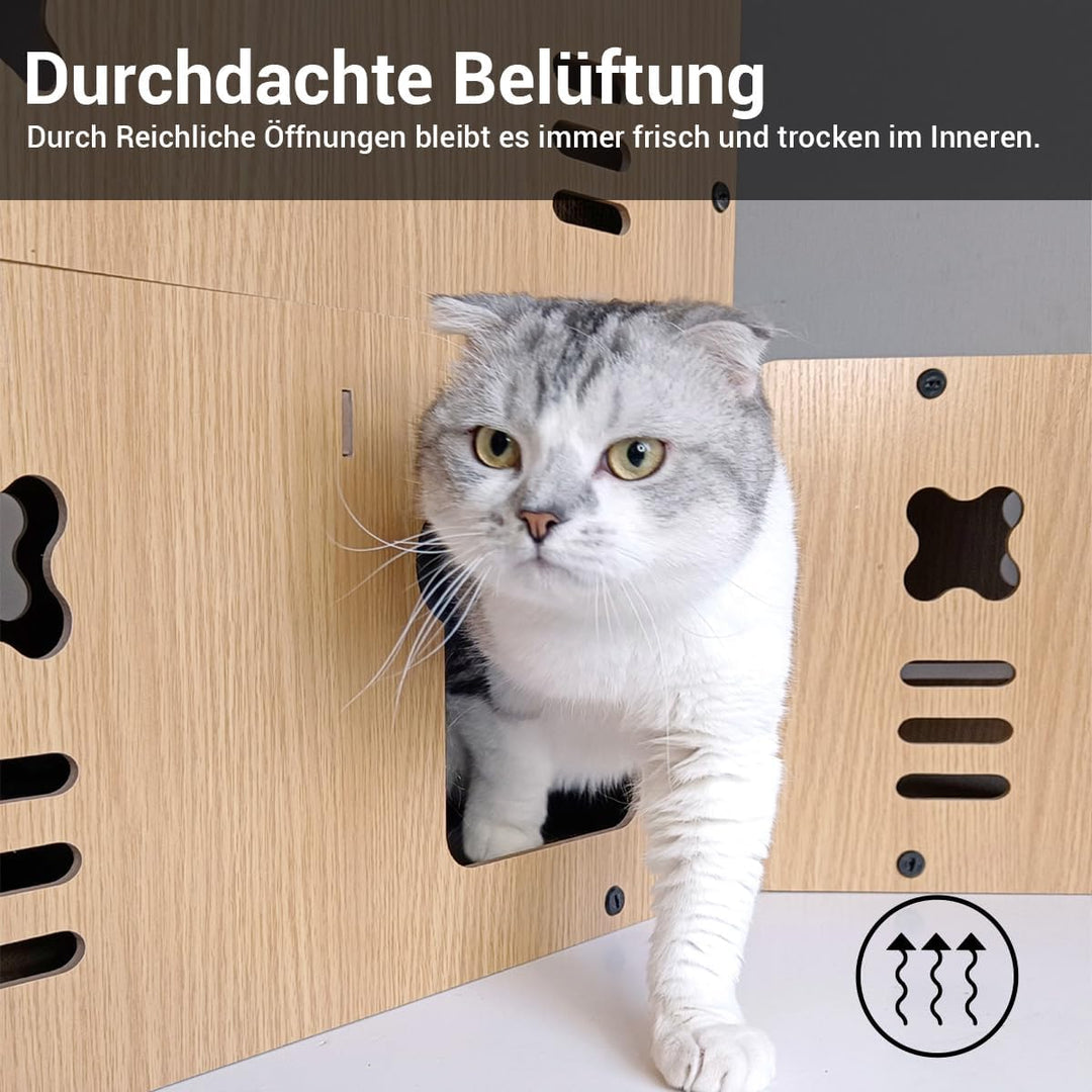 Katzenhöhle mit Kratzbrett, XXL Katzenhaus Indoor aus Pappe, Kratzpappe für Katzen, Kratzpad Lounge,