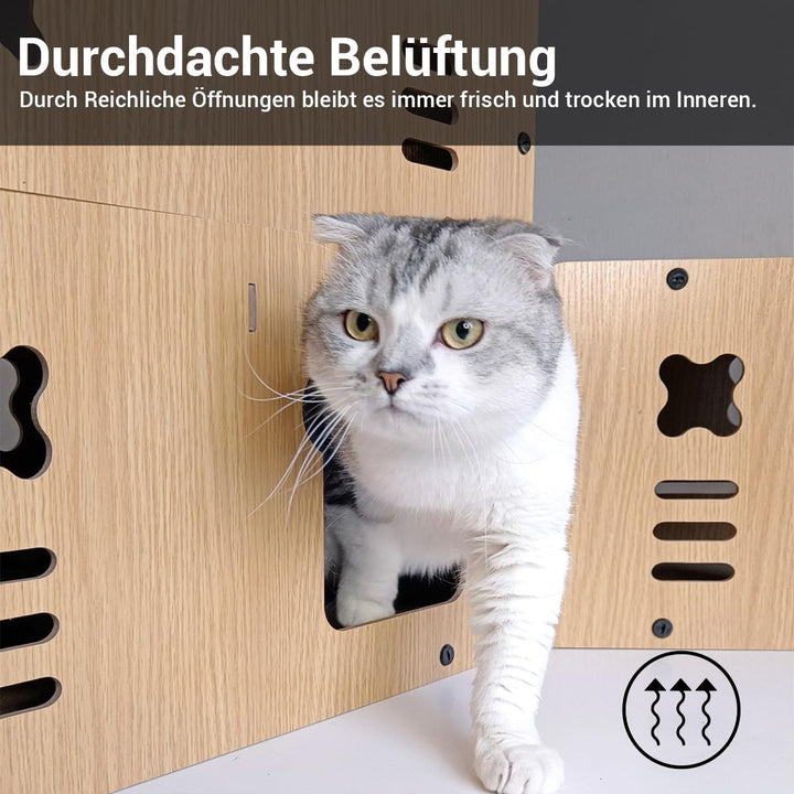 Katzenhöhle mit Kratzbrett, XXL Katzenhaus Indoor aus Pappe, Kratzpappe für Katzen, Kratzpad Lounge,