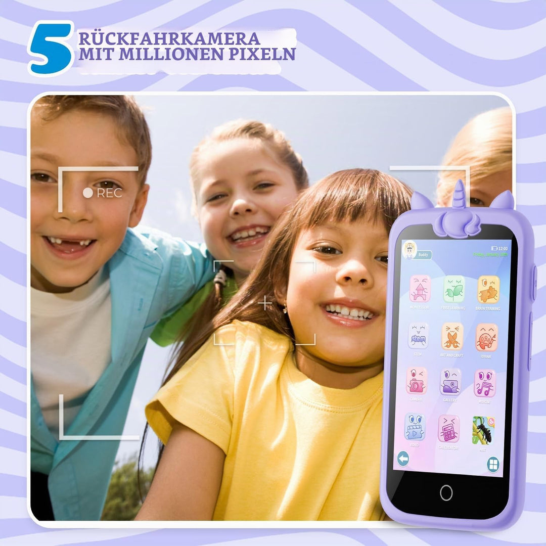 Kinder Handy Smartphone, Pretend Smartphone für Kinder mit Dual Kamera, MP3 Player Jungen Mädchen, G