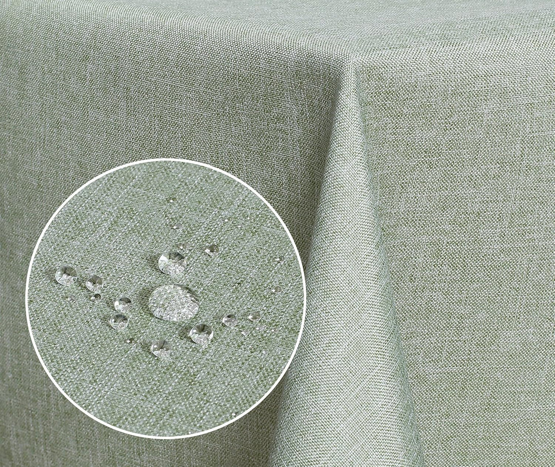 Textil Tischdecke - Leinen Optik - wasserabweisend Rechteckig - Farbe Grösse wählbar (Lindgrün, ca.