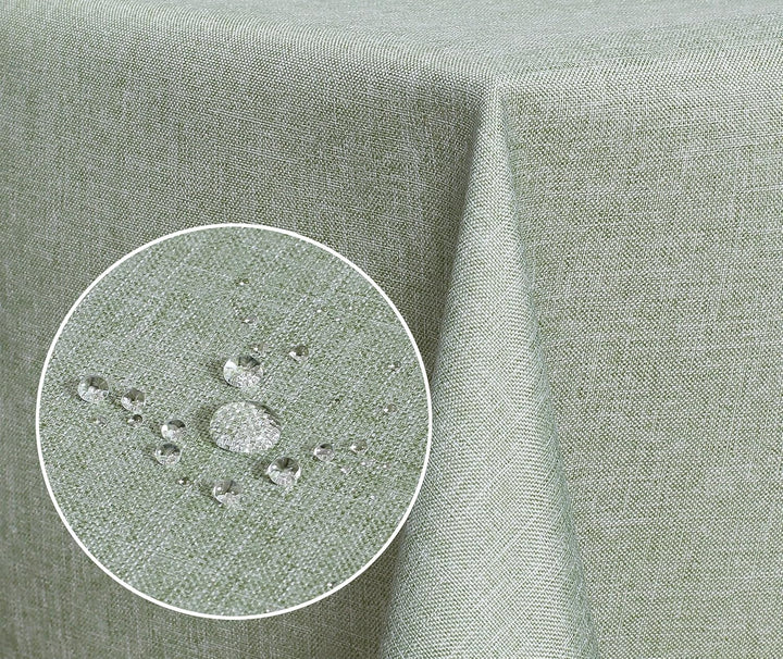 Textil Tischdecke - Leinen Optik - wasserabweisend Rechteckig - Farbe Grösse wählbar (Lindgrün, ca.