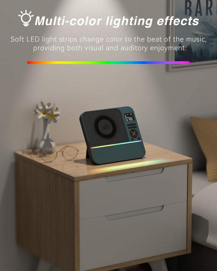 MONODEAL 2026 CD Player Tragbar mit RGB-Licht,HiFi-Stereoanlage Tragbarer CD Player Bluetooth, Wiede