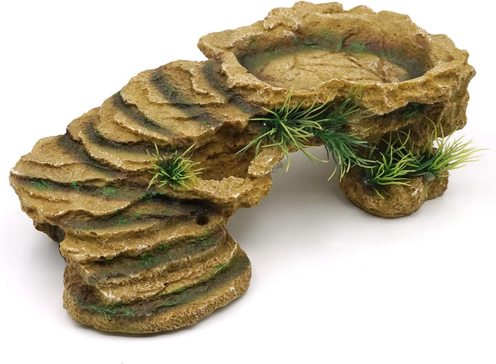 MOGOULUA Schildkröte Basking Plattform Reptilien Simuliert Rock Habitat Terrarium Versteck Harz Fels