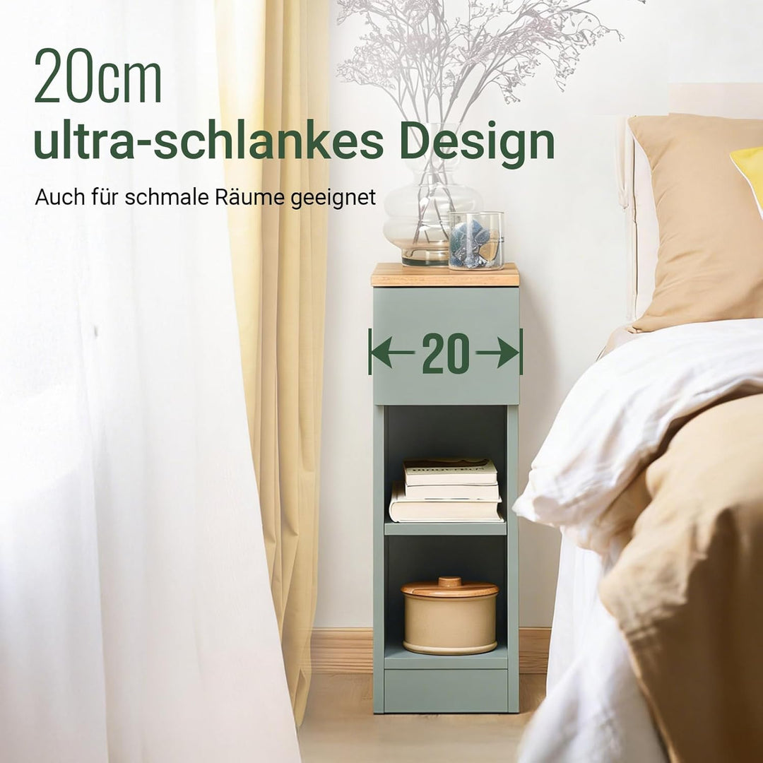 SoBuy Nachttisch mit Schublade für Boxspringbett Sofatisch Beistelltisch schmal Telefontisch Nachtsc