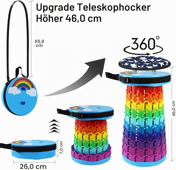 ALEVMOOM Tragbarer Klapphocker,Camping Hocker Teleskophocker,Klappbarer Hocker,Mini Leichte Campingh