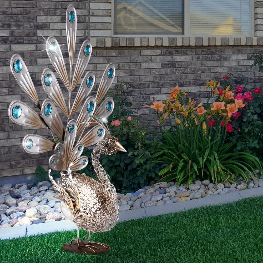 LED Solarleuchte Pfau Au?enbeleuchtung Dekoration Beleuchtung Gartenleuchte Lampe Globo 33309
