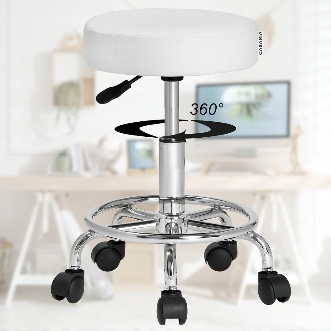 Casaria® Rollhocker 2er Set Höhenverstellbar 10cm Polsterung 51-65cm Sitzhöhe 360° Drehbar Ø35cm Fus