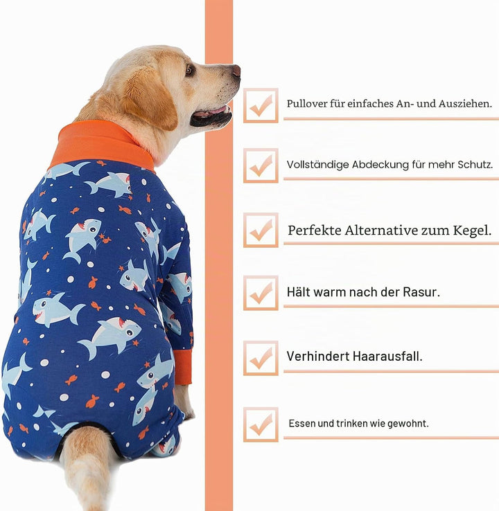 Yeapeeto Einteiler für Hunde, zur Erholung, für grosse und mittelgrosse Hunde, Schlafanzug, Ganzkörp