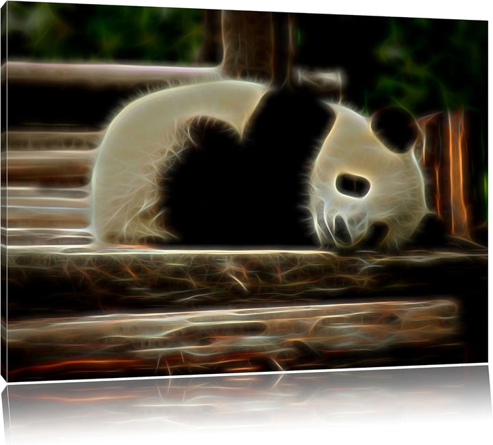 Dark süsser kleiner Pandabär NewArt Format: 100x70 cm auf Leinwand, XXL riesige Bilder fertig gerahm