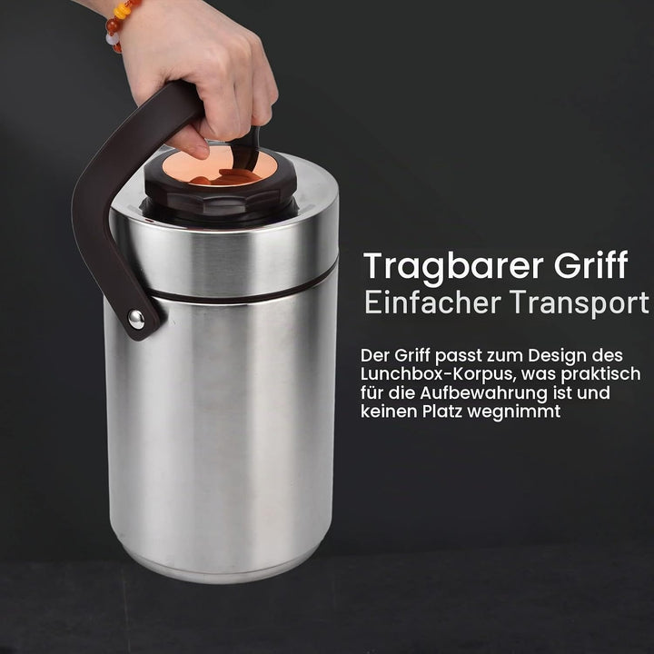 2.3L Thermobehälter für Essen, 3-lagig 304 Edelstahl Vakuum-isoliert Thermo Lunchbox, Essen Warmhalt