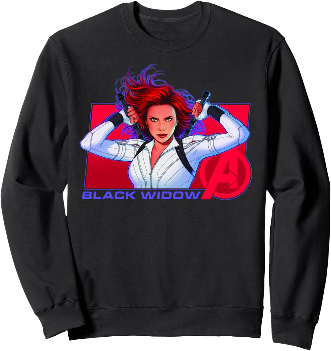 Marvel Black Widow Purple Hue Portrait Logo Sweatshirt