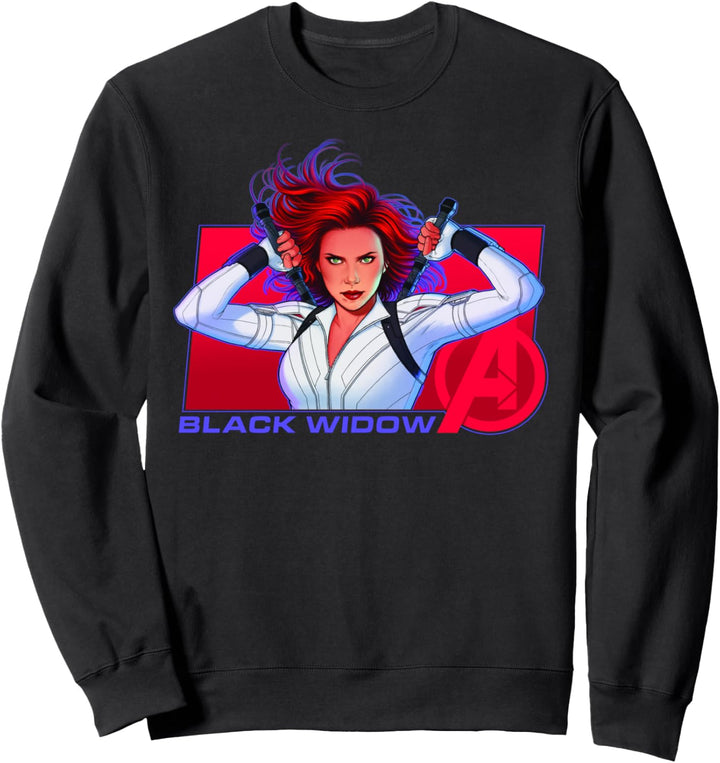 Marvel Black Widow Purple Hue Portrait Logo Sweatshirt