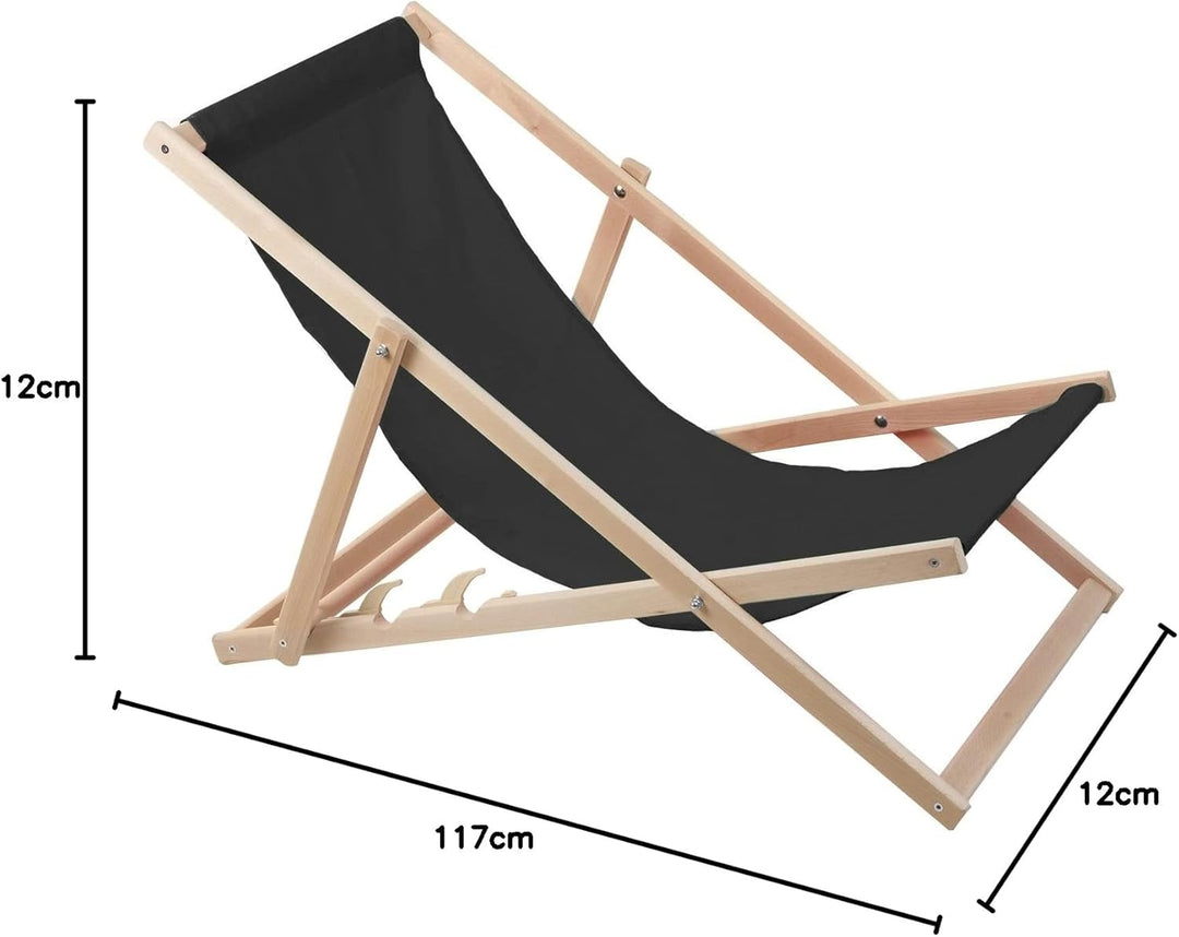 WOODOK Liegestuhl aus Buchholz Strandstuhl Sonnenliege Gartenliege für Strand, Garten, Balkon und Te