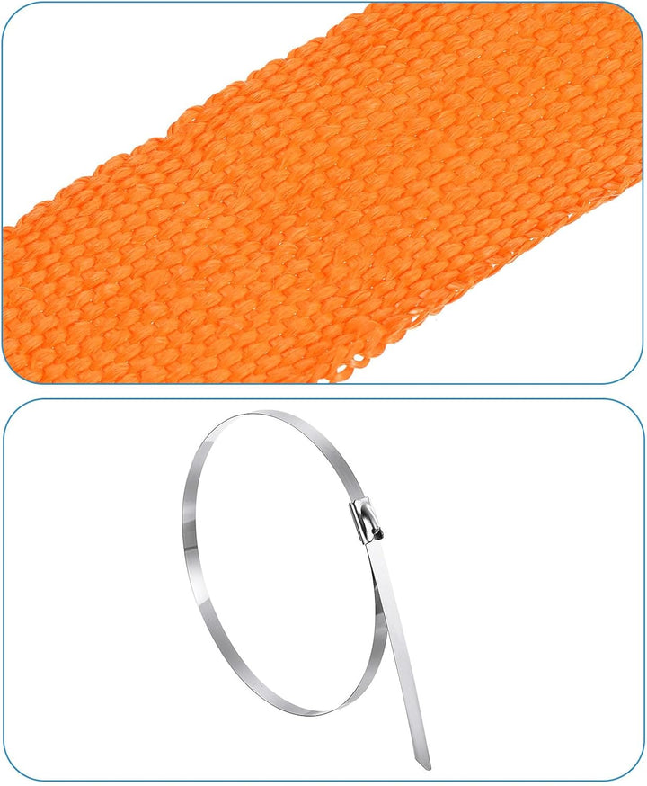 QUARKZMAN Hitzeschutzband 10 Meter x 5cm Auspuff Dichtband Auspuffband Fibreglass mit 4 Edelstahl Ka
