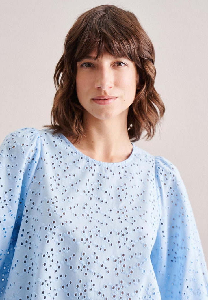 Seidensticker Damen Regular Fit Kurzarm Bluse Bluse 36 Blau, 36 Blau
