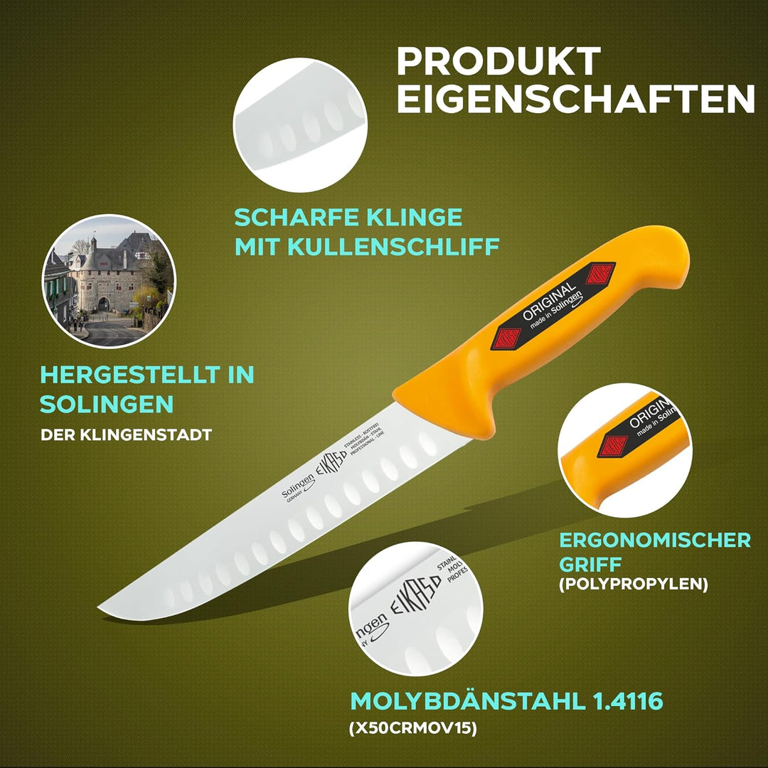 EIKASO Solingen Fleischmesser Allzweckmesser mit Kullen 15cm Klinge hergestellt in Solingen Metzgerm