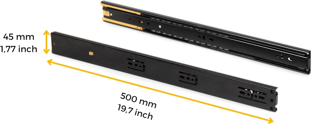 Emuca - Schubladenschienen kugellager 45mmx500mm, Set aus 5 Paar aus schubladenauszug Vollauszug mit