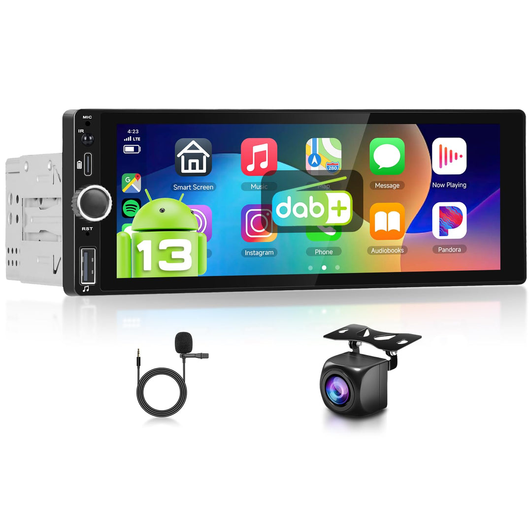 Carplay Autoradio 1 Din 2G+64G, Podofo 6,86 Zoll Touchscreen Autoplayer mit DAB+, BT/FM/RDS/Navi/Len