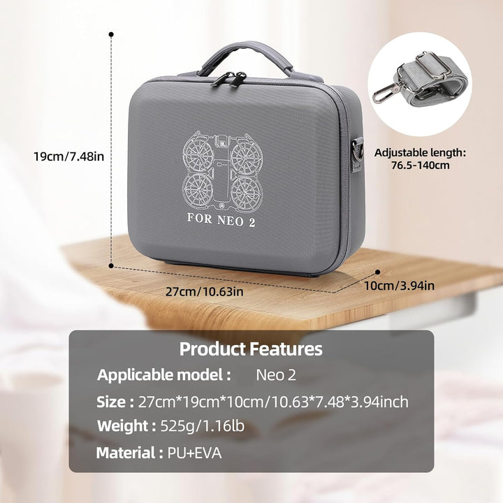 Tasche DJI Neo2 Drohne,Carrying Case für DJI Neo2 mit 2 Akkus,Ladestation,Neo 2 kleine Tragetasche m