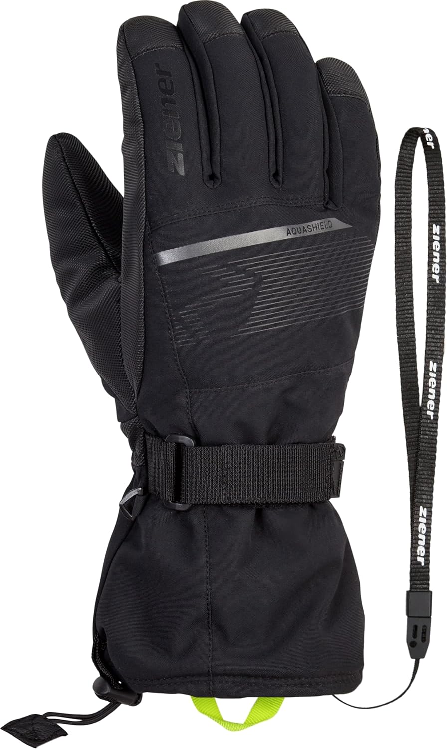 Ziener Herren Gentian Ski-Handschuhe/Wintersport | wasserdicht, Lange Stulpe 7 Schwarz, 7 Schwarz