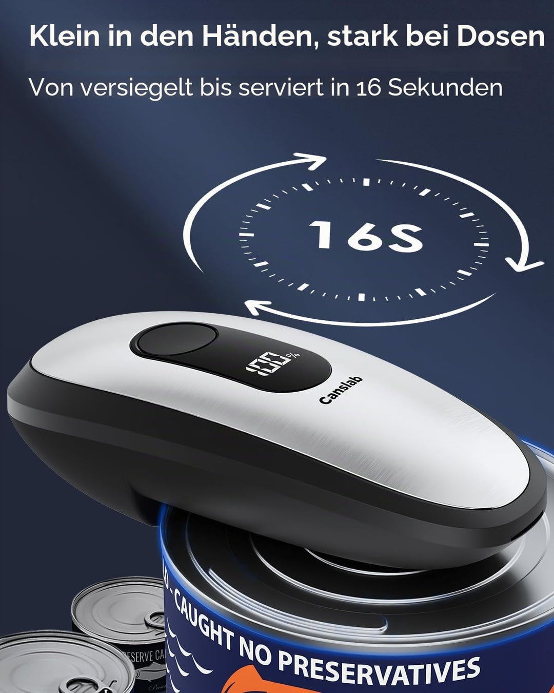 Canslab IRON Elektrischer Dosenöffner für Senioren-Wandmontierbar &amp; platzsparend，Auto-Stopp &amp; LED-An