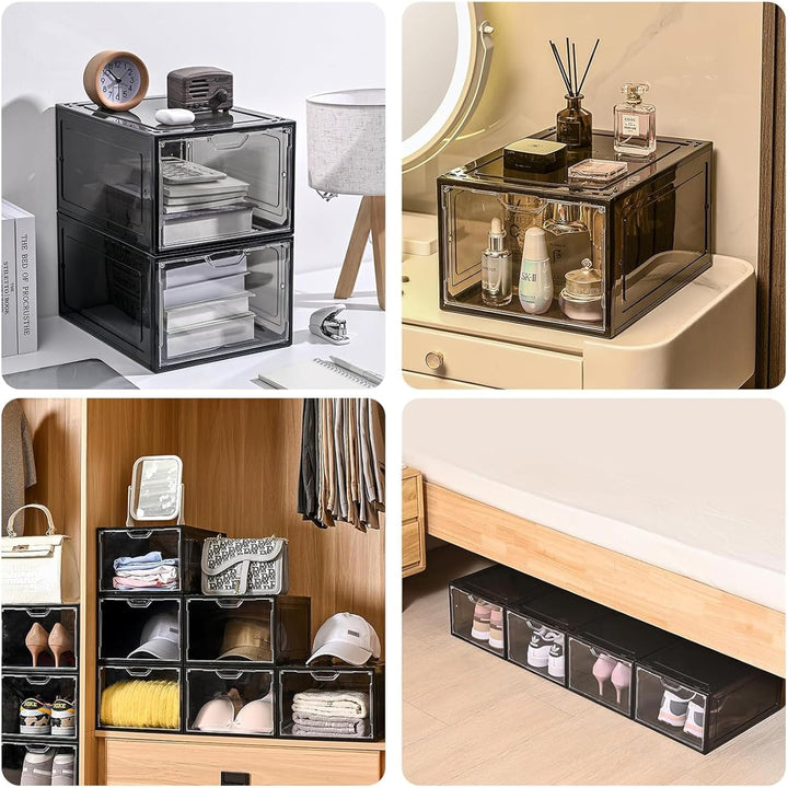 Schuhboxen Organizer-Transparent Schuhaufbewahrung für Sneakers und Turnschuhe,Schuhboxen Stapelbar,